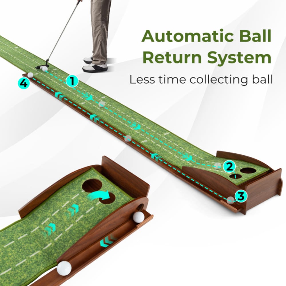 Golf Putting Mat Practice Training Aid With Auto Ball Return And 2/3 Hole Sizes_voghion.com